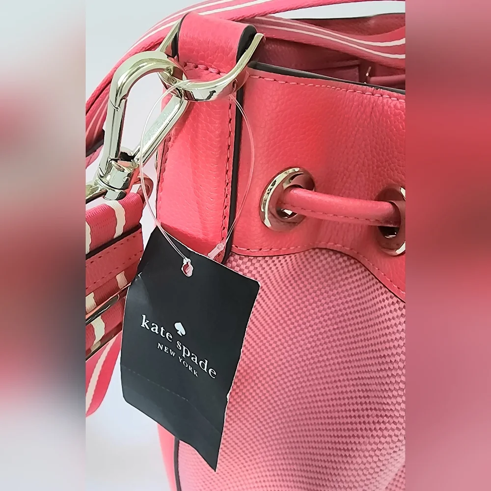 Kate Spade Rosie Canvas Large Bucket Bag Pink Peppercorn NWT!